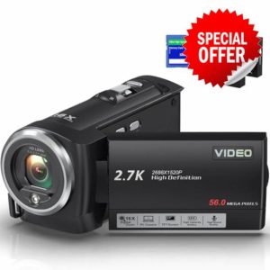Camcorder 2.7K 56MP Video Camera 16X Digital Zoom Vlogging Camera with LED Fill Light