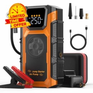 Jump Starter Power Pack 8 in 1 4500A Car Battery Booster Jump Starters with Air Compressor Portable 150PSI Cordless Tire Inflator
