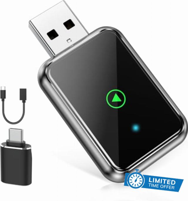 Wireless CarPlay Adapter for iPhone & Android – 2-in-1 Plug & Play Dongle with Auto Connect