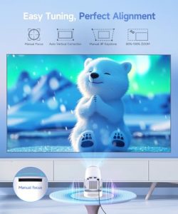 4K Support Smart Projector with WiFi 6 and Bluetooth 5.4