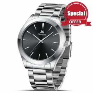 LN LENQIN Mens Watches Stainless Steel Watches Men Analog Quartz Watch 30M Waterproof Mens Wristwatches Business Designer Watch