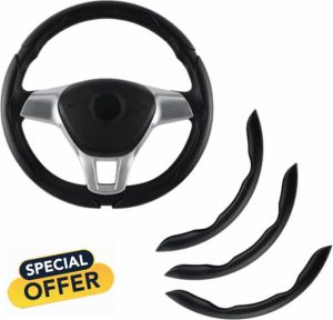3pcs Car Carbon Fiber Anti-Skid Steering Wheel Cover,Segmented Steering Wheel Protector