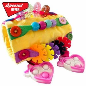 Heyshapeing Fidget Blanket for Adult Dementia Products for ElderlyAlzheimers Dementia Activities for Seniors Fidget Wrist Cuff Sensory Bracelet Toy for Seniors Dementia GIfts (Red) (Yellow)
