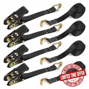IAZZCO Ratchet Straps with Hook - 4 Pack 6M x 25MM Heavy Duty Tie Down Straps with Cam Buckle for Motorcycles/Car/Trailer/Household