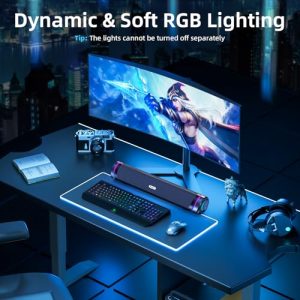 Compact Gaming Soundbar Speakers with USB Powered and 3.5mm Aux Input for PC