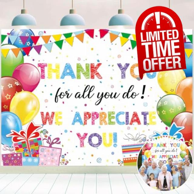 Thank You for All You Do Backdrop We Appreciate You Staff Teachers Doctor Professors Photo Backdrop Nurses Day Graduation Retirement Appreciation Party Decor (6x4FT(180x120cm))