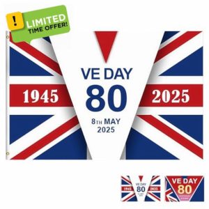 VE Day 80th Anniversary Flag 5ftx3ft