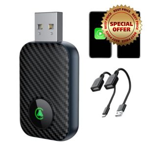 Intenso Wireless CarPlay Adapter UK for iPhone Android Auto Converts Wired to Wireless CarPlay Plug & Play USB-C/A for iOS 10+/Android 11+