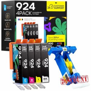 iNKPAD 924 Ink Cartridges Compatible with HP 924 for OfficeJet Pro 8122e 8125e 8135e 8132e 8120e 8124e 8130e 8134e 8138e 8139e 8120 8122 8123 8125 8128 8130 8132 8133 8134 8135 (4-Pack