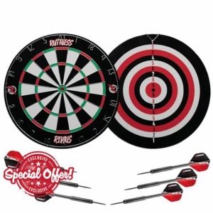 Ruthless Rivals Family Dart Board Game | 18*1 Double Sided Dartboard Set Including 2 Sets of Darts (DB074)