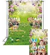 Easter Backdrop for Photography Easter Party Decoration 7x5FT Spring Easter Garden Background Gre...