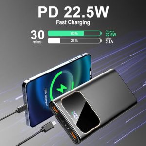 22.5W Portable Charger USB C Input & Output Powerbank with LED Display