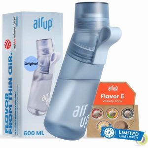 AIR UP® | Original water bottle Gen2 starter set with pods in 5 flavours I 600ml drinking bottle with sugar-free flavouring I dishwasher-safe