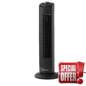 Amazon Basics 28" Tower Fan for Home with 3 Speed Options and 60° Oscillation