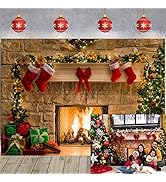 Snowflake Christmas Backdrop with Sparkling Red Stars for Christmas Eve, Kids' Backdrop Photograp...