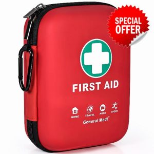 First Aid Kit - 170 Pieces Hard Case and Lightweight - Includes Instant Cold Pack