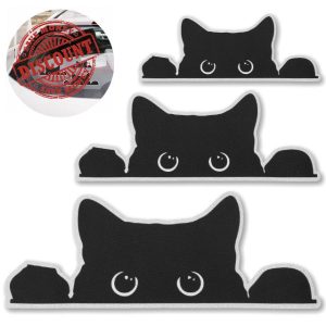 Gjinxi Peeking Sneaky Cat Sticker 3 Pcs Funny Vinyl Waterproof Car Decal Stickers Bumper Stickers Cute Exterior Accessories Black Sticky Cover Strong Adhesive Truck Sticker for Box Laptop Wall