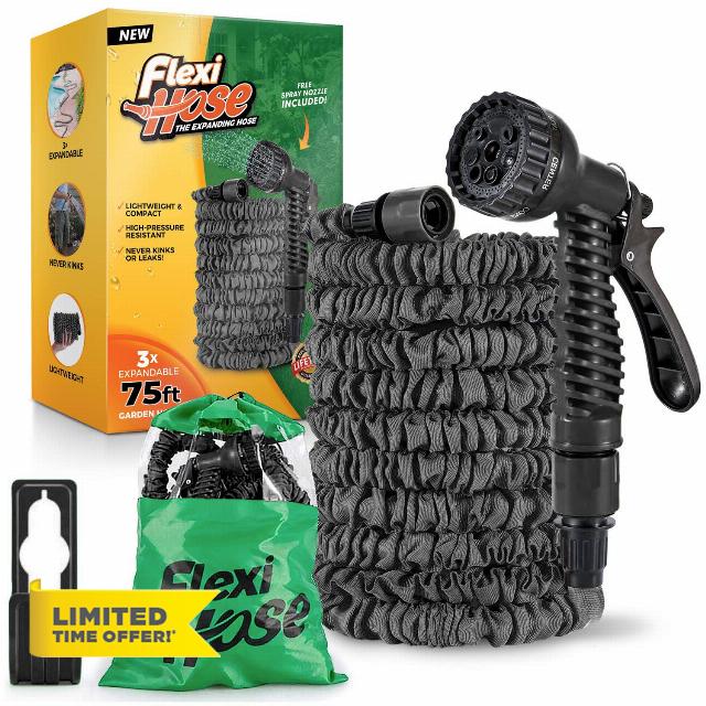 Flexi Hose Expandable Garden Hose - 75FT Heavy Duty Water Hose