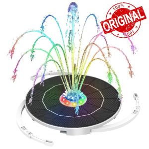 AISITIN 5.5W LED Solar Fountain Pump with Colorful Lights & 3000mAh Battery
