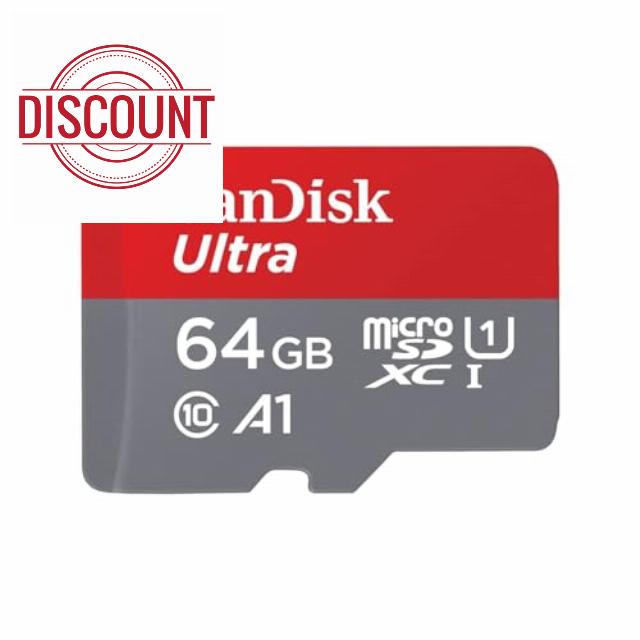SanDisk 64GB Ultra microSDXC card + SD adapter up to 120 MB/s with A1 App Performance UHS-I Class 10 U1