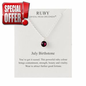 Philip Jones July (Ruby) Birthstone Necklace Created with Zircondia® Crystals