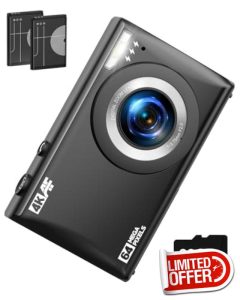 Digital Camera 4K UHD Compact Digital Cameras 64MP Autofocus Mini Photo Camera with 32G SD Card