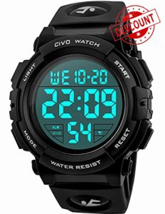 CIVO Mens Digital Sports Watches Military Big Numbers 50M Waterproof Large Face Army Wrist Watch LED Back Light Casual Watch for Men Rubbe