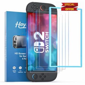 HEYSTOP Screen Protector for Nintendo Switch 2 [4 Pack] Screen Protector Tempered Glass Film for Nintendo Switch 2 Model 2025 Latest Model