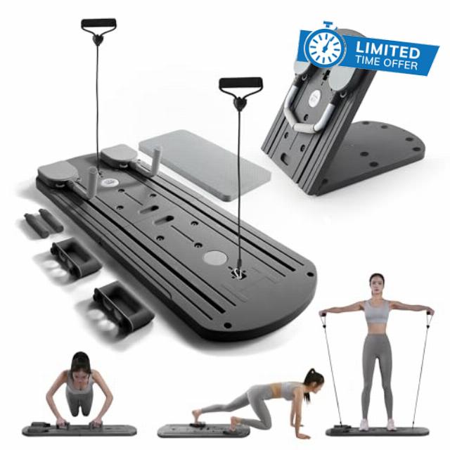 Myga Pilates Reformer Machine - Foldable Pilates Board with Rebound Ab Roller