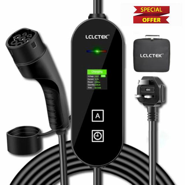 LCLCTEK® EV Charger Cable Type 2 to 3 Pin Plug 5-meter