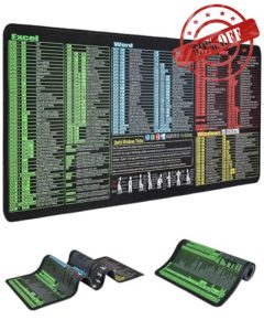 Large Excel Cheat Sheet Mouse Pad - Waterproof Gaming Desk Mat for Excel/Word/Outlook/Windows/PowerPoint Shortcut Keys