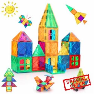 Glyntora Magnetic Building Blocks Magnetic Tiles 50PCS Kids Learning Educational Construction Toys 3 4 5 6 7 8 9 10 11 12 Years Old for Boys Girls