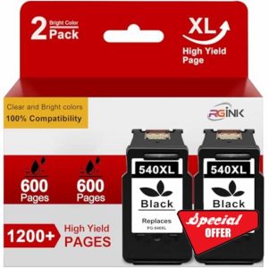 PG-540XL 540XL Black Ink Cartridges Replacement for Canon 540 Ink Cartridges XL PG-540 PG540XL Compatible with Pixma MG3650S MG4250 MG3150 MG3250 MG3550 MG3600 MG3650 TS5150 TS5151 MX475 (2 Black)