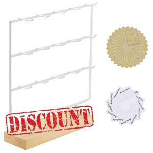RNTBWD Earring Display Stand 3 Tier 15 Hooks Wood Earring Display Rack Holder for Earings Necklaces Rings Bracelets Keychains (White)