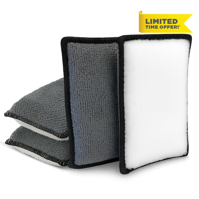 CA Detailing Interior Scrubbing Wash Pad – Pack of 4 Dual-Sided Car Cleaning Sponges for Deep Interior Detailing – Safe on Leather