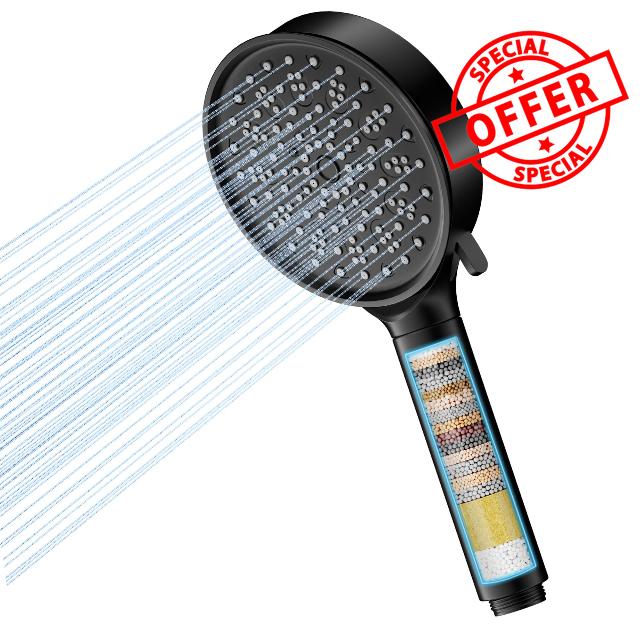 Hard Water Filter Shower Head with 6 Spray Modes