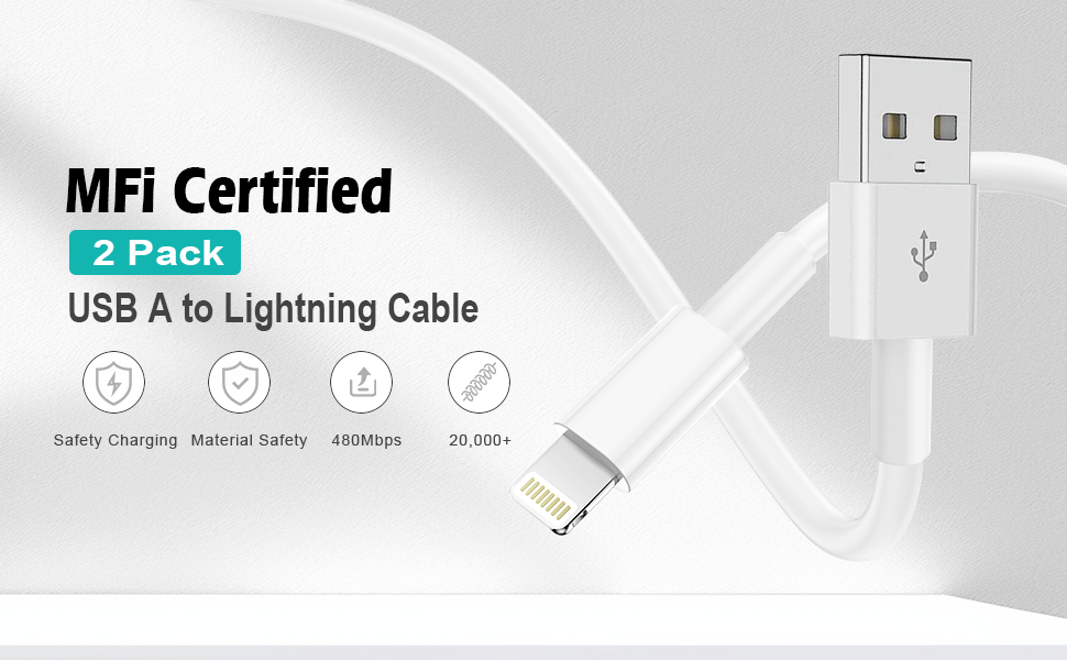 2Pack 1.8m Long iphone Charger Cable