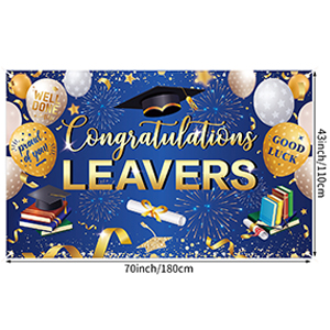 Graduation Banner Decorations Blue Gold Photography Backdrop Sign