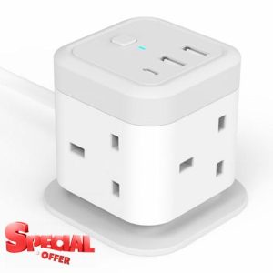 Cube Extension Lead with USB Slots