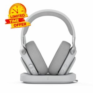 Fractal Design Scape Light - Wireless PC Gaming Headset - Detachable Flip-To-Mute Microphone with Noise Cancellation - Battery Life Up To 40 Hours - Configurable Ambient Lighting - Gray