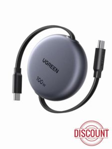 UGREEN Retractable USB C to USB-C Charger Cable 100W Fast Charging 4-Length Adjustable (0.36/0.6/0.82/1M) Auto Rewind Type C Lead Compatible with MacBook