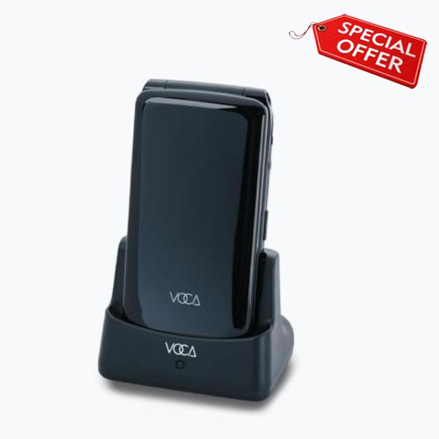 VOCA Big Button Flip Phone for Seniors Elderly | Unlocked 4G LTE | Loud Volume | SOS Button | Speed Dial | Predictive Text | Charging Dock | V340 (Black)