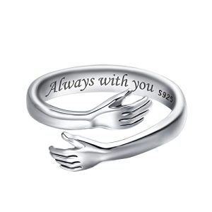 I Love You Forever Love You Mother Gift Sister Gifts Engraved Words Hugging Hands Open Ring Friendship Jewelry Gif