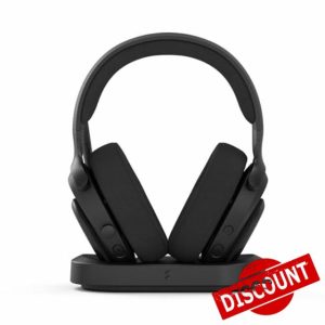 Fractal Design Scape Dark - Wireless PC Gaming Headset - Detachable Flip-To-Mute Microphone with Noise Cancellation - Battery Life Up To 40 Hours - Configurable Ambient Lighting - Black