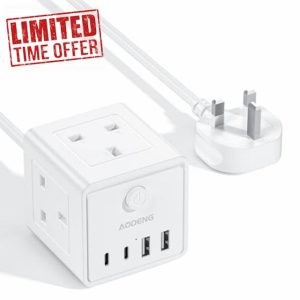 Extension Lead with 4 USB Slots and Switch