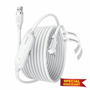 AMVR 16FT(5M) Charging Link Cable Accessories Compatible with Meta Quest 3/3S/Pico 4 - Data Line with Separate Fast Charging Port