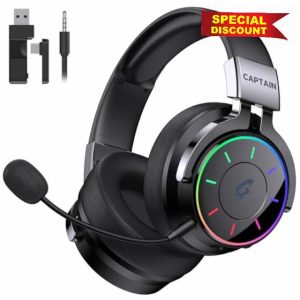 KAPEYDESI 2.4GHz Wireless Gaming Headset for PC/PS5/4/Mac/Switch - RGB Light