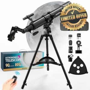 Astronomy Telescope for Adults & Beginners - 90mm Aperture 800mm Refractor with 32X-240X Magnification