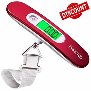 FREETOO Luggage Scale Portable Digital Weight Scale for Travel Suitcase Weigher with Tare Function 110 Lb/ 50Kg Capacity Red