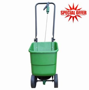 Push Trolley Rotary Lawn Seed Spreader 12L on Wheels | Grass Seed Spreader | 12 Litre Capacity Wheeled Lawn Fertiliser | Grass Feed Trolley for Garde